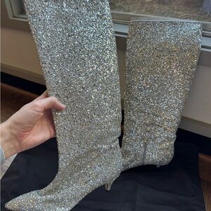 Silver Glitter Knee-High Kate Spade Boots
